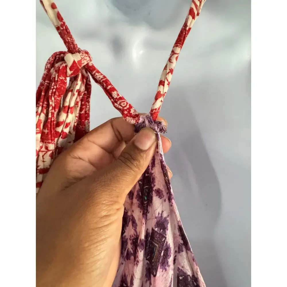 Intimately Free People Dress Small Pink Boho‎ Halter Handkerchief Hem Festival